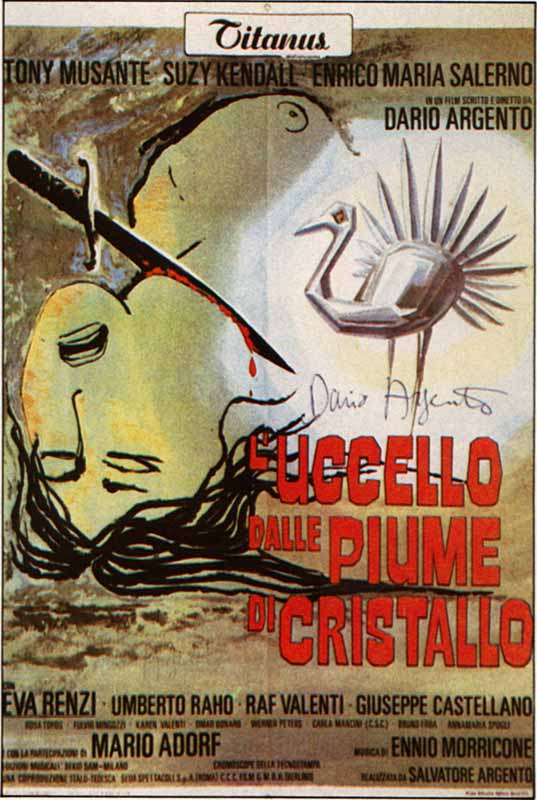 Manifesto di "L'uccello dalle piume di cristallo" di Dario Argento