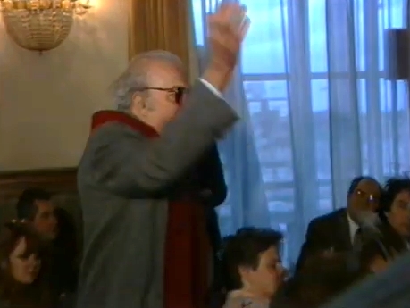 Fellini all'inaugurazione dell'anno accademico 1988