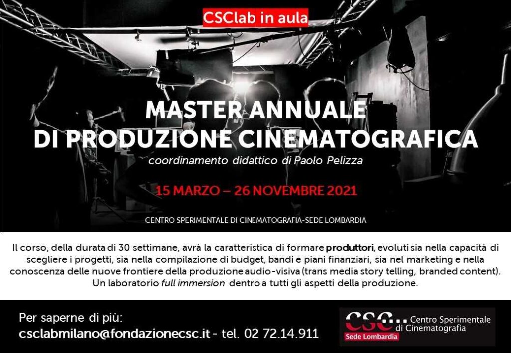 Master annuale di Produzione, inizio marzo 2021