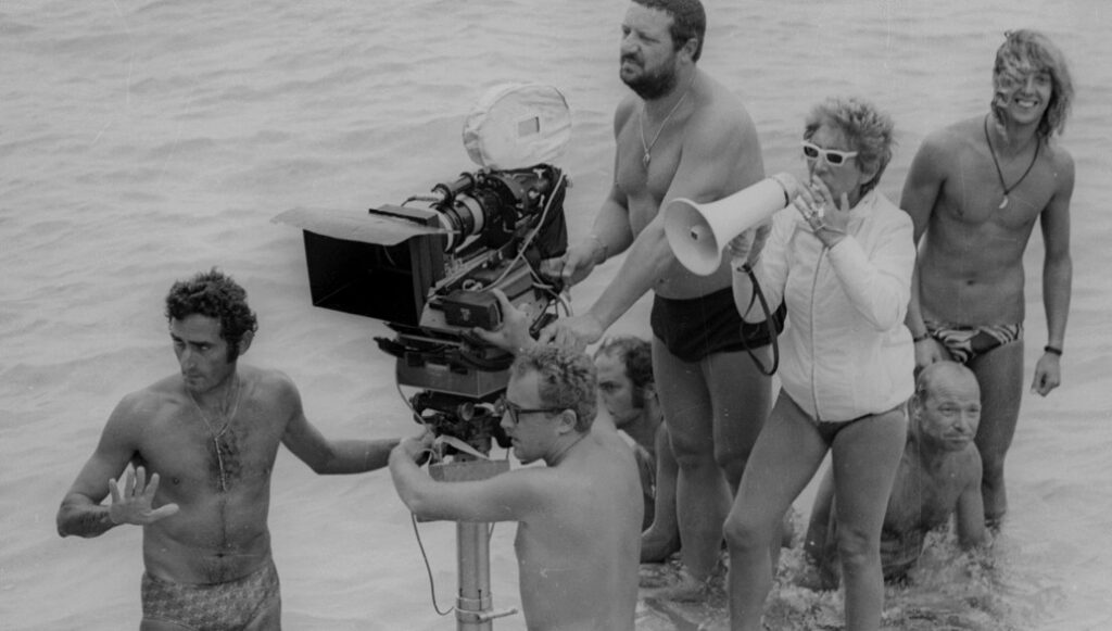 Lina Wertmuller sul set di "Travolti da un insolito destino..."